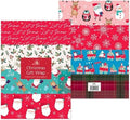 Festive Wonderland 8 Large Sheets of Christmas Wrapping Paper - Assorted Designs - 70x50cm