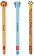 Legami Set of 3 Erasable Gel Pens, Ball on the End for Removing Ink Without Consuming the Paper, Black, Blue, Orange Heat-Sensitive Ink, Tip Diameter 0.7 mm