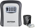 GRIFEMA Key Safe Wall Mounted Police Approved, Lock Box Outdoor 4 Digit Combination, Heavy Duty Waterproof Key Cabinet for Home Garage School Airbnb GA1003-1, Gray, External dimensions: 115x95x40mm