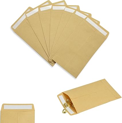 Small Brown Envelope for Seeds, Adhesive Paper Envelope Seed Packet, for Money Seed Packaging Storage Small Items Payroll Beads (6 * 11.5cm)
