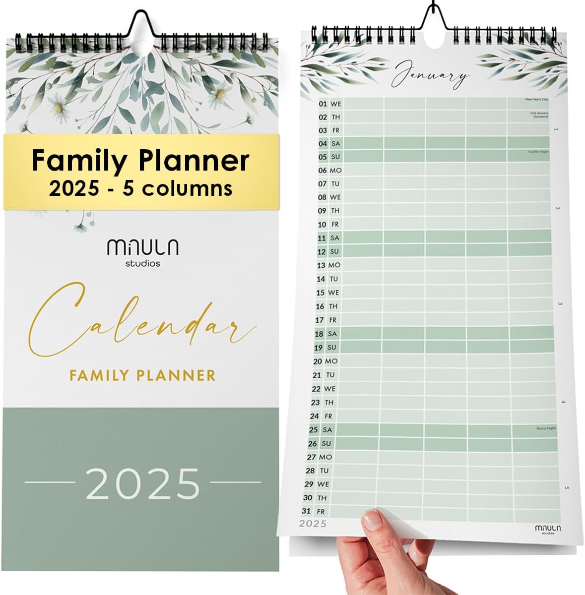 2025 Calendar Family - Family Planner 2025 With 5 Columns - Calendar 2025 as Monthly Planner - Wall Calendar 2025-2025 calendar UK - Calendars 2025 Jan. To Dec. 25 - Monthly Family Calendar 2025