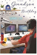 ICG Special Grandson Birthday Card - Computer Gamer with Headphones and Snacks with a Foil Finish