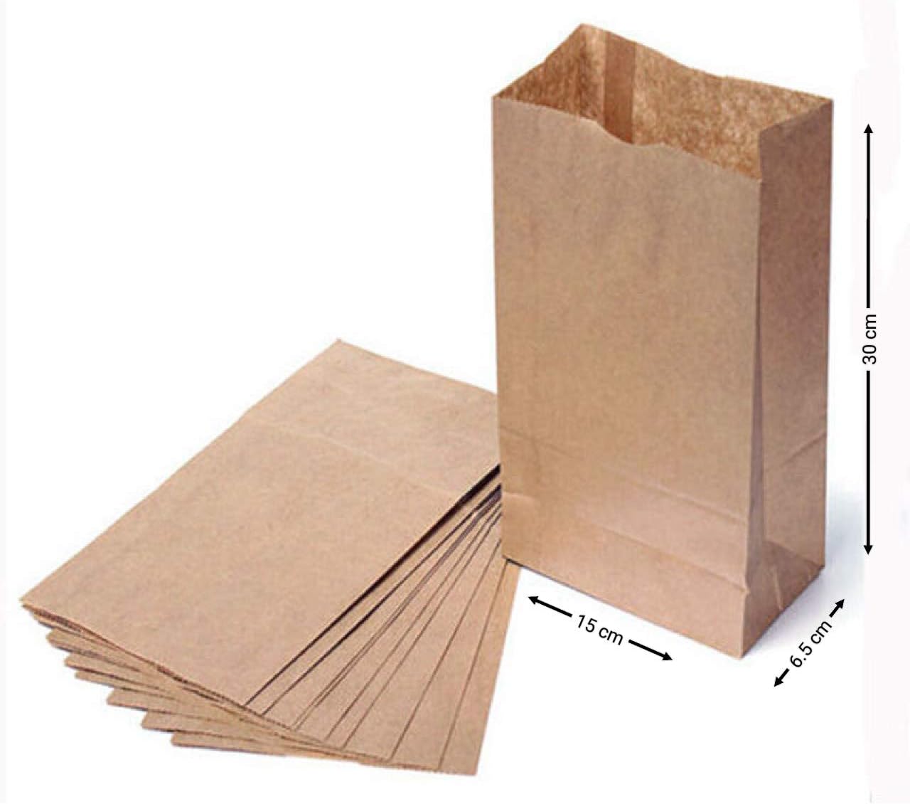 20 x Brown Kraft Block Bottom Paper Bags - Pack Of 20 Heavy Duty Eco Friendly Pack Lunch Bag - For Party, Deli, Gift Bags, 7 Sizes (6x2.5x12" 3.5lb) Sabco