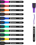 maxtek Magnetic Whiteboard Pens Markers, 12 Colours Fine Tip White Board Markers Erasable with Eraser for Kids, Low Odour Thin Dry Wipe Pens (Pack of 12)