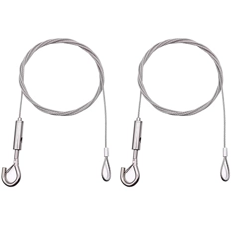 2 Pack 2m Φ2mm Picture Hanging Wire Heavy Duty Kit with Hook and Loop, for Picture, Mirror, Curtain, Hold 40KG