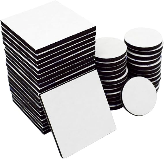Aurorali Double Sided Sticky Pads Black, 50 Pcs Adhesive Foam Pads Mounting Pads, Squares and Round