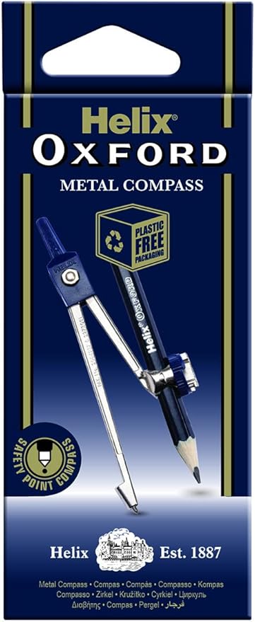 Helix Oxford Metal Compass & Pencil, Navy Blue