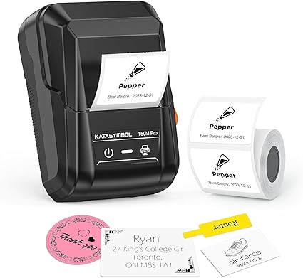 SUPVAN T50M Pro Bluetooth Label Maker Machine with Tape, Wide Waterproof Label, Versatile App with 30+ Fonts and 660+ Icons, Inkless Labeler for Home, Kitchen, School, Office Organization, Black