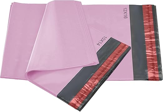 50 Mixed Baby Pink Mailing Poly Postal Self Seal Bags 2 Sizes 25 from Each iSOUL Small to Large Mailing Bags Postage Packaging Assorted Mailers