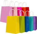 CSYY 30 Pcs Paper Party Bags 10 Colors Gift Kraft with Handles, 50 Clear Cone for Kids, Candy, Cookie, Celebrations, Baby Shower, Birthday(21 x 15 8 cm)