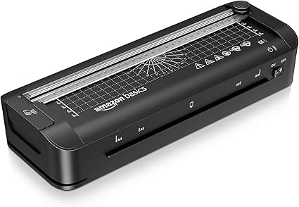Amazon Basics 3 in-1 A4 Thermal Laminator with Trimming, Punching, Corner Rounding Functions, Includes 10 Pouches, Black