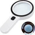 Magnifying Glass with Light, Double-Layer Glass Lens Handheld Large Magnifying Glass 12 LED Lighted Magnifier for Seniors Reading, Coins, Jewelry, Close Working