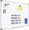 Magnetic Whiteboard, 40 X 60 cm Dry Erase White Board, Aluminium Frame Writing Board for Home Office School, 2 Markers, 1 Pen Tray