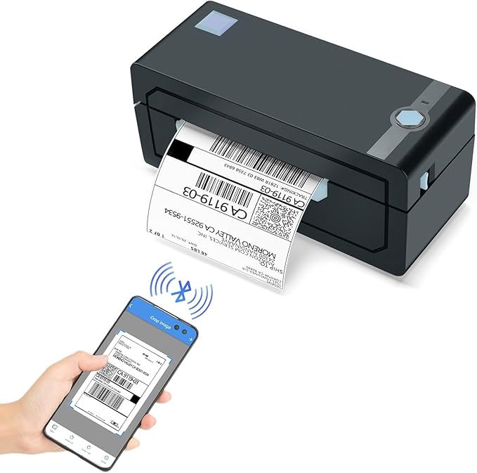 JADENS Bluetooth Thermal Label Printer, 4x6 Shipping Label Printer, Compatible with Android, iPhone, Windows & Mac, Widely Used for Hermes, Royal Mail, Amazon, Shopify, Ebay