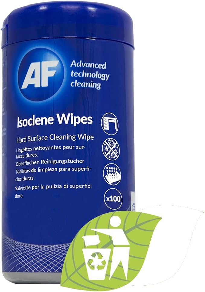 AF Isoclene – Wet Isopropyl Alcohol Wipes / Isopropanol IPA Cleaning & Degreasing Wipes – Tub of 100 ideal for electronics, 3D printer, lab technicians