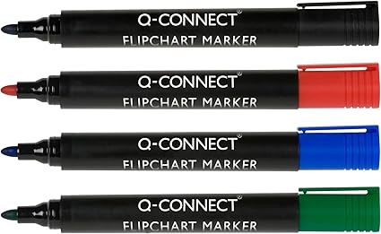 Q-Connect Flipchart Marker Pen Bullet Tip Assorted (Pack of 4)
