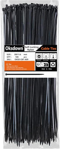 100 Pack Black Plastic Cable Ties 300mm×3.6mm Heavy Duty Strong Nylon Premium Self Locking 12 inch/30 cm Long Zip Tie Wraps