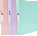 Oxford A4 Ring Binders, 3 Pack of Glossy Pastel Folders, Laminated Paper-on-Board, 40 mm Spine, Pink, Lilac & Mint