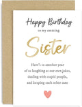 Old English Co. Funny Birthday Card for Sister - Cute Humour Birthday Gift for Her - Best Friend Sister Birthday Card for Women | Blank Inside