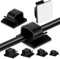 Adhesive Cable Management Clips, 60pcs Adhesive Cable Clips Wire Clips, Plastic Cable Organisers Sticky Wire Clips Wire Cord Holder, 4 Sizes (BLACK)
