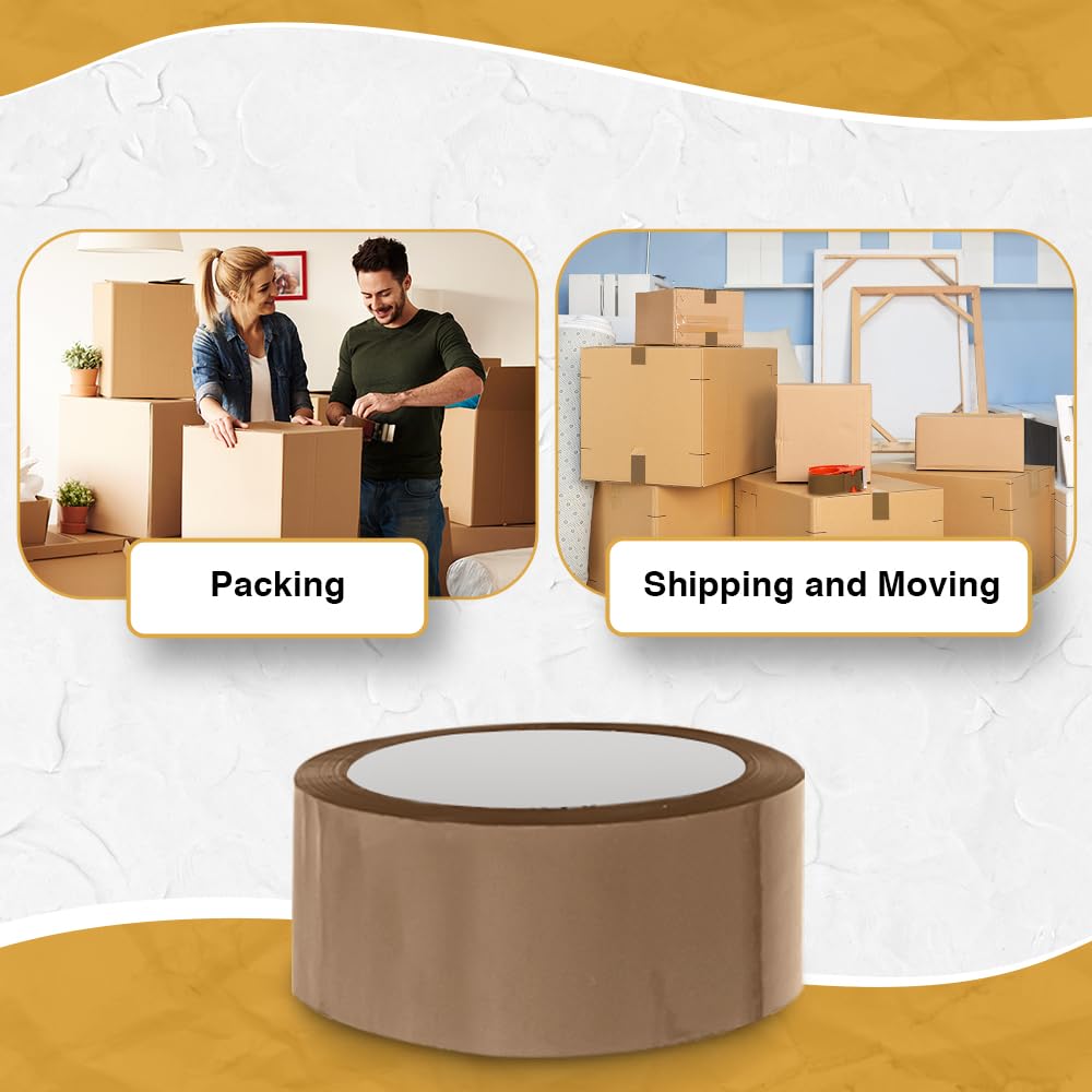 ARVO Brown Packing Tape 3 Rolls with Low Noise (48mm x 60m) - Durable Parcel Sealing Tape for Packing Boxes, Secure Packaging for Moving House