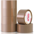 GOVLAX GROUP Premium Brown Low Noise Packing Tape - Heavy Duty & Strong Adhesive Ideal for Packing Boxes, Moving House & Packaging | 66M 48MM 6 Rolls Parcel Tape