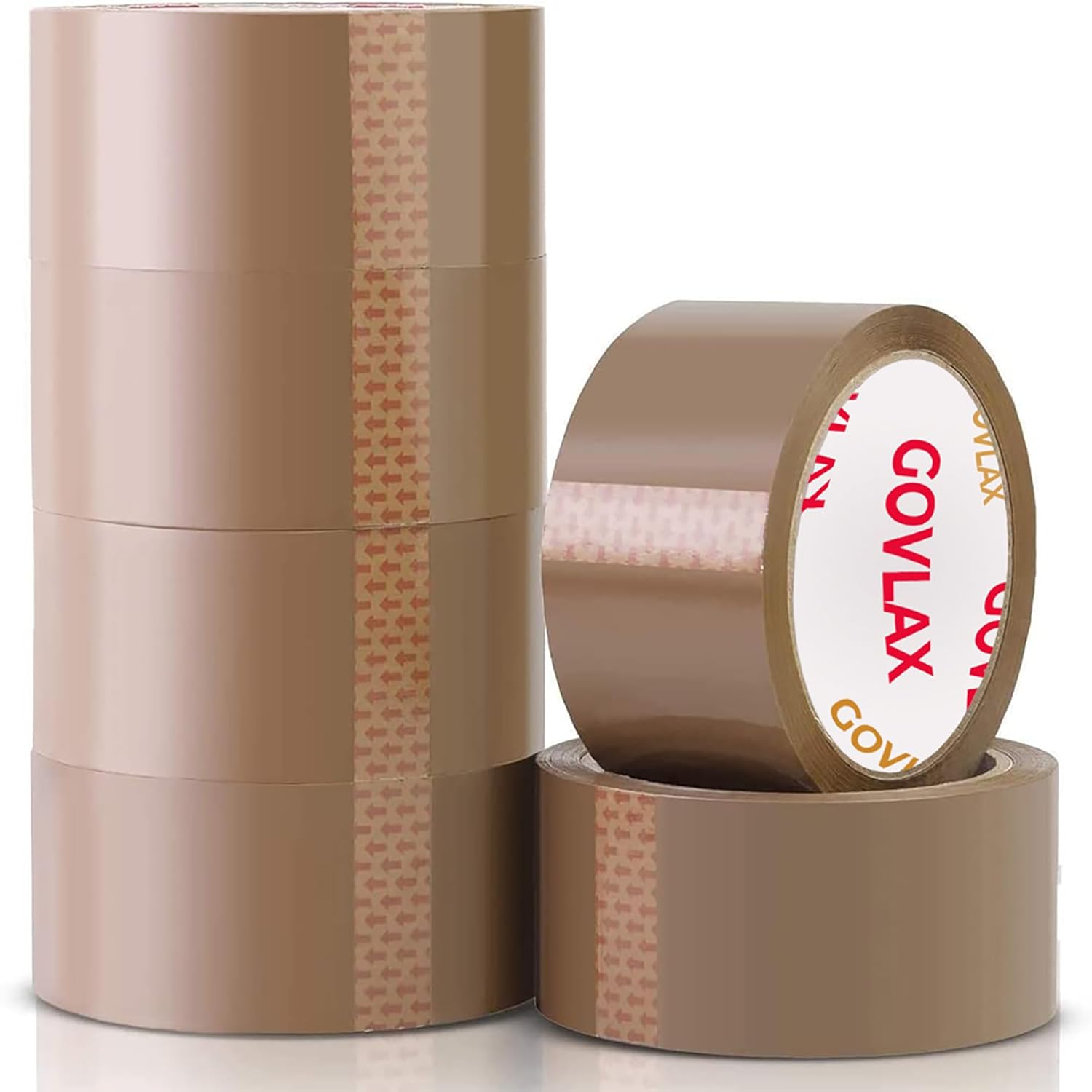 GOVLAX GROUP Premium Brown Low Noise Packing Tape - Heavy Duty & Strong Adhesive Ideal for Packing Boxes, Moving House & Packaging | 66M 48MM 6 Rolls Parcel Tape