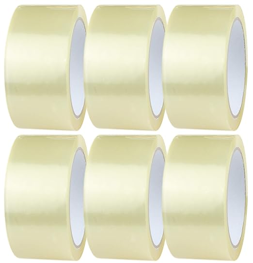 Clear Tape 6 Rolls of 48mm x 66m Clear Tape Rolls | Clear Packaging Tape for Packing Parcels, Boxes, Cartons, Postage, Moving House | Adhesive Clear Packing Tape | Transparent Tape