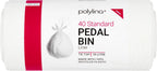 Pedal Bin Liners, 35L, 40-Pack Tie-Top White Bin Bags, Recycled Plastic