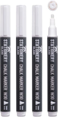 STATIONERY ISLAND White Chalk Pens for Blackboard, Liquid Chalk Markers for Chalkboard and Glass, Wipeable Marker Pens for Window Drawing - 3mm Bullet Nibs
