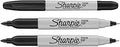 Sharpie Twin Tip Permanent Marker Pens - Black Ink - Pack of 3 - Fine & Ultra Fine Tips