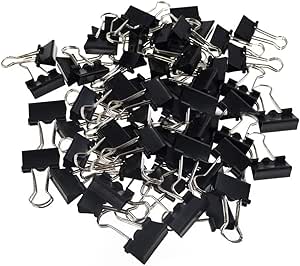 LEZQHB 72pcs Binder Clips, 15mm Black Office Paper Clip, Foldback Clips Clamp Binder Clips for Office Home Supplies