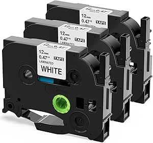 Upwinning Compatible Tze-231 Brother Label Tape 12mm for Brother Label Printer, Replace Brother P-Touch Tape 12mm 0.47 Laminated, Tze Tape 12mm for P-Touch 1000 H100R H110 H108 H101C H200 E110, 3-Pack