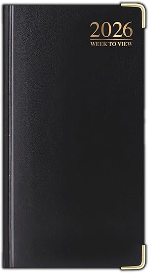2026 DIARY SLIM LINE WEEK TO VIEW WITH METAL EDGE (Black)
