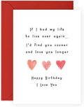 Boyfriend Valentines Day Card - Husband Birthday Card - 'I Love You Longer' - I Love You Gifts For Him or Her - Sweet Valentines Idea for Wife Girlfriend Partner - Comes With Fun Stickers
