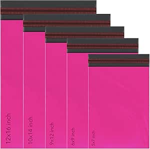 50 Mailing Bag 5 Sizes Hot Pink Mailing Poly Postal Self Seal Bags, iSOUL Small to Large Postage Packaging Assorted Mailers Posting Shipping Post Parcels Package Bags Visit the iSOUL Store