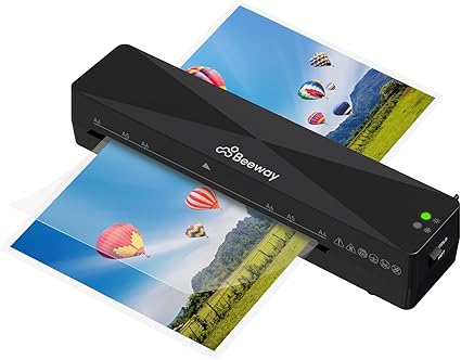 BEEWAY A4 Laminator, Laminating Machine Hot and Cold Options for Home Office School Use - Fast Warm Up, High Speed Laminating, Includes 30 A6 Laminating Pouches
