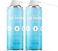 Air Duster Can Compressed Air Spray Can Dust Cleaner PC, Keyboard, Electronic Devices & Car Cleaning Protect, 2 x 400ml, Packaging May Vary