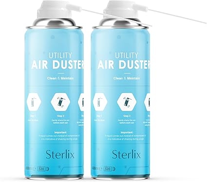 Air Duster Can Compressed Air Spray Can Dust Cleaner PC, Keyboard, Electronic Devices & Car Cleaning Protect, 2 x 400ml, Packaging May Vary