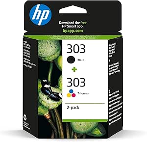 HP 303 Black/Tri-color Original Ink Printer Cartridges Combo (3YM92AE) - Works with: HP ENVY Photo 6220, 6230, 6234, 7120, 7134, 7830, ENVY Inspire 7220e, 7221e, 7224e, 7920, 7924e, Tango X Printers