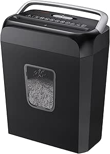 Bonsaii 6 Sheet Cross Cut Paper Shredder, Shreds Credit Cards, Staples, and Clips, Paper Shredder for Home & Small Office Use, Portable Handle Design, 13L Bin (C237-B Upgrade Version)