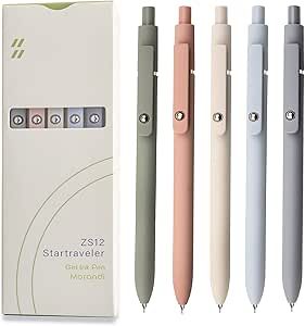 Gel Pens, 0.5mm Japanese Black Ink Fine Point Smooth Writing Pens, High-End Series Retractable Pens for Journaling Note Taking, Cute Office School Supplies Gifts for Women (5 Pcs Morandi)