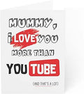 Mother's Day Greeting Card - 'Mummy, I Love You More Than YouTube' - Red Brushed Love Design - Heartfelt Gift for Mom Brand: Tamworth Cards