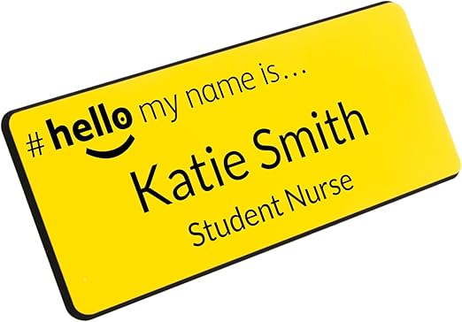 Badgemaster Hello My Name is Name Badge 76 x 32mm (No Dome) Yellow Black
