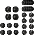 URAQT Cable Clips Holders 20 Pcs Cable Tidy Clips Management, Desktop Cord Holder, Charging Cord Cable Management for Home, Office, Car and Desk, Black