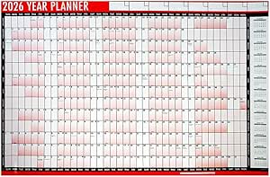 2026 Year Wall Planner A1-88cm X 58cm Laminated Unmounted 2026 Wall Calendar Stickers And Dry Wipe Pen Annual Organiser Chart Ideal Full Year Planner for Home, Business, Office, School