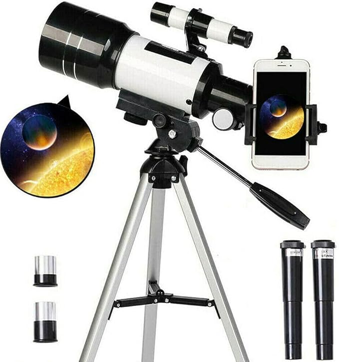 Telescope for Astronomy Adult Kids Beginners, 150X Astronomical Refractor Telescope, 300X70mm Telescop with Tripod Smartphone Adapter
