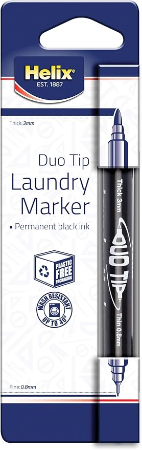 Helix Dual Tip Fabric and Laundry Permanent Marker Pen - Black