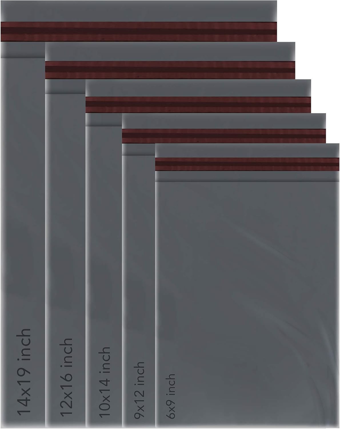 50 Mixed Grey Mailing Poly Postal Self Seal Bags 5 Sizes 10 from Each iSOUL Small to Large Postage Packaging Assorted Mailers Posting Shipping Post Parcels Package Bags (Grey, 5 Size 50)