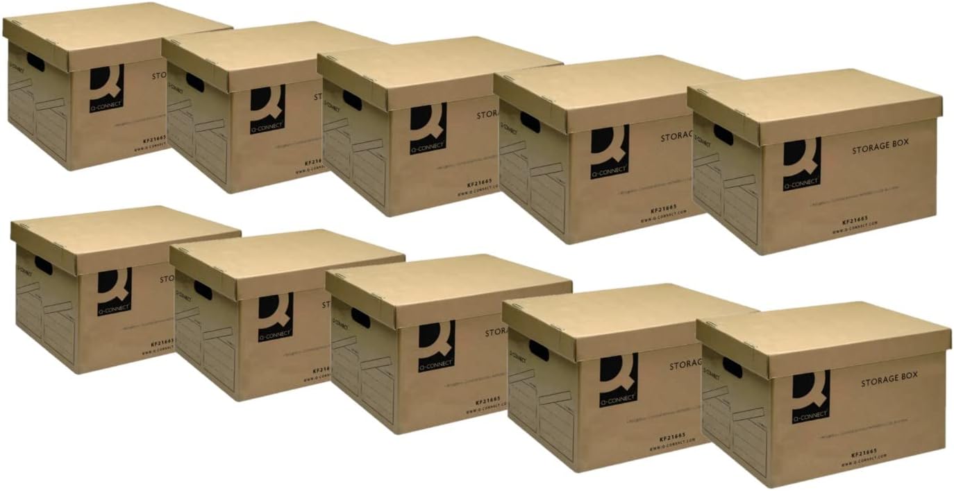 Q-Connect Storage Box 335x400x250mm Brown (Pack of 10)